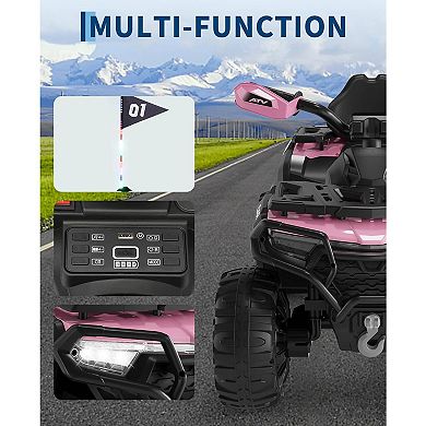12V Kids Ride-On ATV with Parent Remote, Off-Road 4-Wheeler, Suspension, LED Flag, Bluetooth, Music
