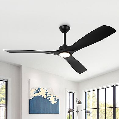 60" Transitional Integrated LED Propeller Ceiling Fan with Light and Remote