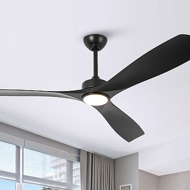 60" Transitional Integrated LED Propeller Ceiling Fan with Light and Remote