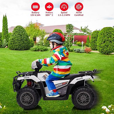 12V Kids Ride-On ATV for Toddlers, Electric 4-Wheel Vehicle with LED Lights, Music, 2.2mph