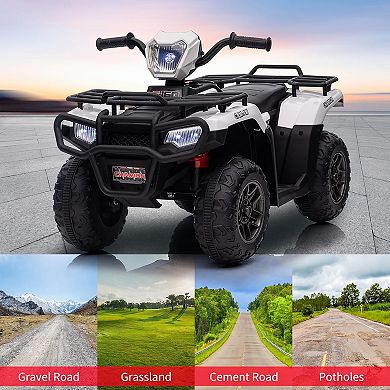 12V Kids Ride-On ATV for Toddlers, Electric 4-Wheel Vehicle with LED Lights, Music, 2.2mph