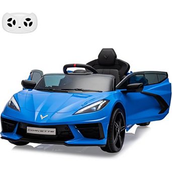 12V Kids Ride On Car, Licensed Corvette Battery Powered Electric Sports Car with Remote, LED, Music