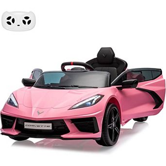 12V Kids Ride On Car, Licensed Corvette Battery Powered Electric Sports Car with Remote, LED, Music