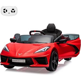 12V Kids Ride On Car, Licensed Corvette Battery Powered Electric Sports Car with Remote, LED, Music