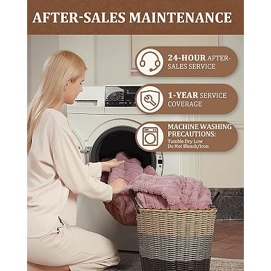 Hosslly Dual-Zone Electric Blanket, 10 Heat Levels & 10 Time Settings, Machine Washable