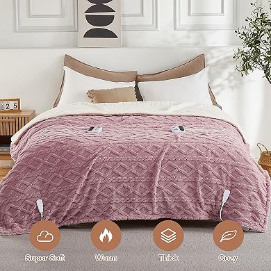 Hosslly Dual-Zone Electric Blanket, 10 Heat Levels & 10 Time Settings, Machine Washable