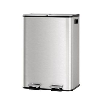 Fancihabor 30L Stainless Steel Double Trash Can with Lid for Kitchen Waste and Recycling