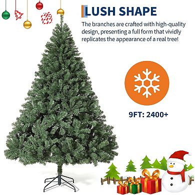 Christmas Tree, Premium Hinged Xmas Tree with Metal Stand for Home & Office