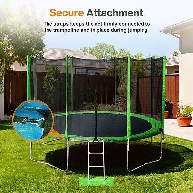 Aoodor Trampoline Replacement Net for 10/12/14/15 FT Round Frame with Zipper, Hooks, Pole Cover