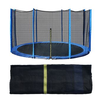 Aoodor Trampoline Replacement Net for 10/12/14/15 FT Round Frame with Zipper, Hooks, Pole Cover