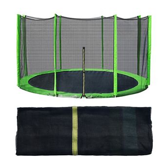 Aoodor Trampoline Replacement Net for 10/12/14/15 FT Round Frame with Zipper, Hooks, Pole Cover