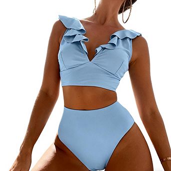 Women's Bikini Sets Two Piece Swimsuit V Neck Twist Front Adjustable Spaghetti Straps Bathing Suit
