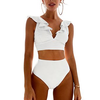 Women's Bikini Sets Two Piece Swimsuit V Neck Twist Front Adjustable Spaghetti Straps Bathing Suit