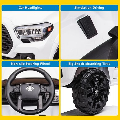 12V Licensed Toyota Tacoma Kids Ride-On Truck, Electric Car w/Remote, 2 Speeds, Suspension