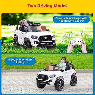 12V Licensed Toyota Tacoma Kids Ride-On Truck, Electric Car w/Remote, 2 Speeds, Suspension
