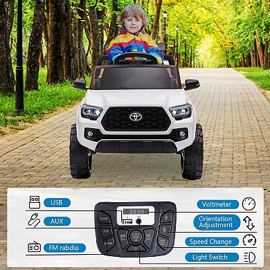 12V Licensed Toyota Tacoma Kids Ride-On Truck, Electric Car w/Remote, 2 Speeds, Suspension