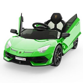 12V Licensed Lamborghini Kids Ride-On Car w/ Remote, Hydraulic Doors, LED Lights & Sound