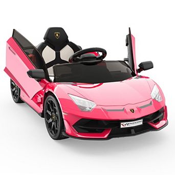 12V Licensed Lamborghini Kids Ride-On Car w/ Remote, Hydraulic Doors, LED Lights & Sound