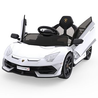 12V Licensed Lamborghini Kids Ride-On Car w/ Remote, Hydraulic Doors, LED Lights & Sound