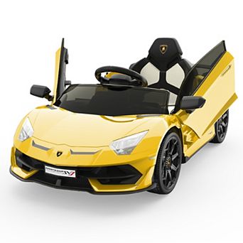 12V Licensed Lamborghini Kids Ride-On Car w/ Remote, Hydraulic Doors, LED Lights & Sound