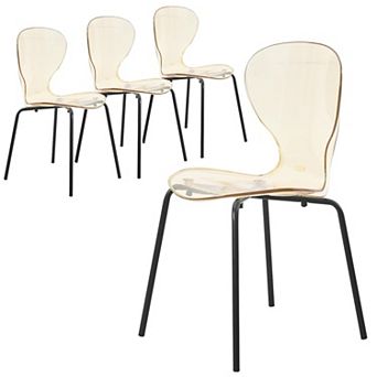 Modern Oyster Transparent Dining Chair Stainless Steel White Base