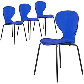 Modern Oyster Transparent Dining Chair Stainless Steel White Base