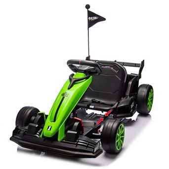 24V Kids Electric Go Kart, 7.5MPH Variable Drift Racing Car w/ 2×200W Motors, Adjustable Legroom