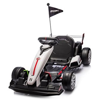 24V Kids Electric Go Kart, 7.5MPH Variable Drift Racing Car w/ 2×200W Motors, Adjustable Legroom