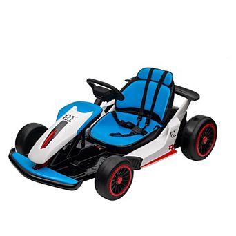 24V Electric Drift Go Kart, 2×200W Motors, Adjustable Seat, Lights, Ride-On Race Car for Big Kids