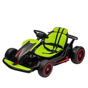 24V Electric Drift Go Kart, 2×200W Motors, Adjustable Seat, Lights, Ride-On Race Car for Big Kids