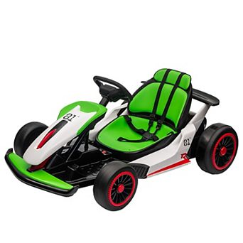 24V Electric Drift Go Kart, 2×200W Motors, Adjustable Seat, Lights, Ride-On Race Car for Big Kids