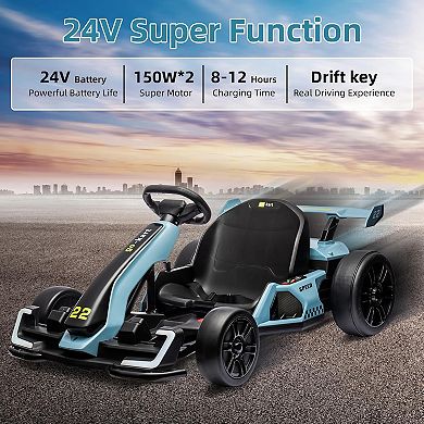 24V McLaren Licensed Kids Electric Go Kart, Drift Racing Go-Kart w/Drift Race Pedal, 2 Speeds, 400W