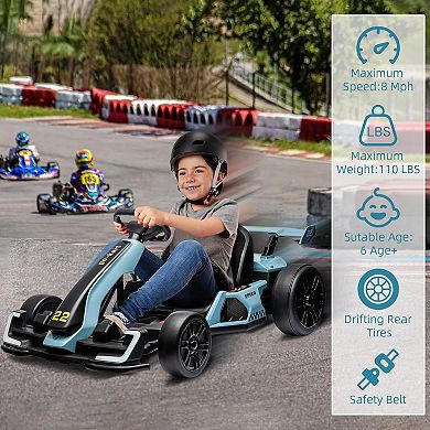 24V McLaren Licensed Kids Electric Go Kart, Drift Racing Go-Kart w/Drift Race Pedal, 2 Speeds, 400W