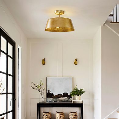 Parrot Uncle Vintage Dimmable 3-Light Gold Modern Urban Drum Semi-Flush Ceiling Light