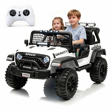 24V 2-Seater Kids Ride On Truck, Electric Car w/Remote, 4WD, LED Lights, Music & 2 Speeds