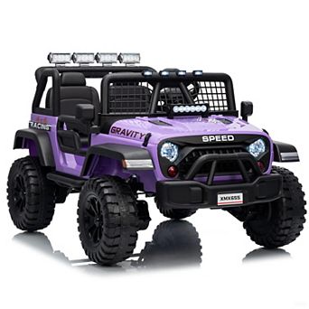 24V 2-Seater Kids Ride On Truck, Electric Car w/Remote, 4WD, LED Lights, Music & 2 Speeds
