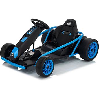24V Electric Go Kart, 2×300W Motors, 8.1MPH Drift Racing Car w/ 9Ah Battery, Horn for Big Kids