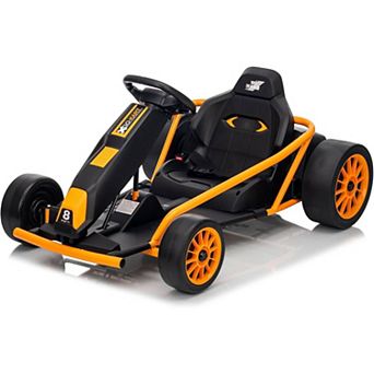 24V Electric Go Kart, 2×300W Motors, 8.1MPH Drift Racing Car w/ 9Ah Battery, Horn for Big Kids