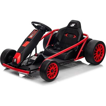 24V Electric Go Kart, 2×300W Motors, 8.1MPH Drift Racing Car w/ 9Ah Battery, Horn for Big Kids