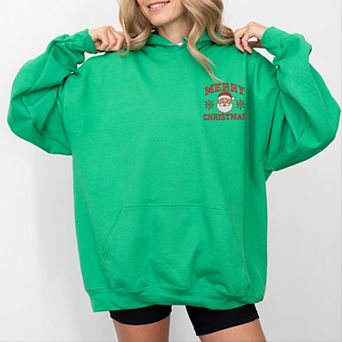 Embroidered Merry Christmas Santa Snowflake - Women's Graphic Hoodie