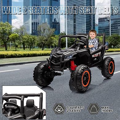 24V 2-Seater Kids Ride On UTV Truck, 4WD/2WD Electric Car w/ Remote, 4×35W Motors, Suspension