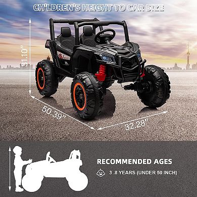 24V 2-Seater Kids Ride On UTV Truck, 4WD/2WD Electric Car w/ Remote, 4×35W Motors, Suspension