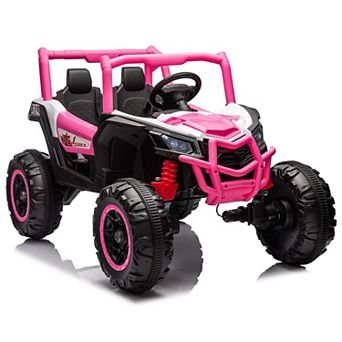 24V 2-Seater Kids Ride On UTV Truck, 4WD/2WD Electric Car w/ Remote, 4×35W Motors, Suspension