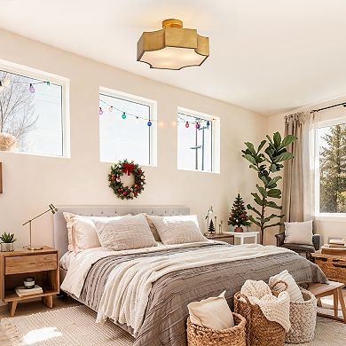 Parrot Uncle Modern Gold 3-Light Semi-Flush Mount Ceiling Light