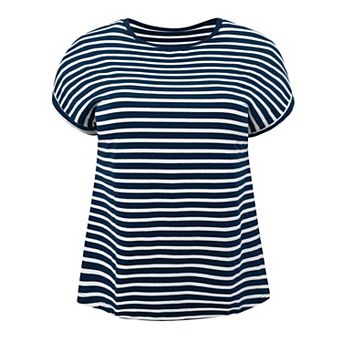 Plus Size Tops for Women Striped Basic Summer Casual Blouses Raglan Sleeve Crew Neck T-Shirts