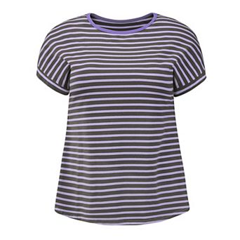 Plus Size Tops for Women Striped Basic Summer Casual Blouses Raglan Sleeve Crew Neck T-Shirts