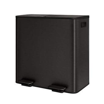 Fancihabor 40L Stainless Steel Double Trash Can with Lid for Kitchen Waste and Recycling