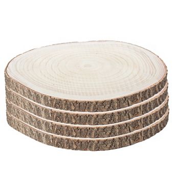 Barky Natural Wood Slabs Rustic Ornament Slice Tray Table Charger 18" set of 4