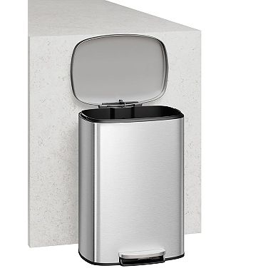 13.2 Gallon Stainless Steel Step Trash Can with Soft-Close Lid & Removable Inner Bucket, 50L Bin