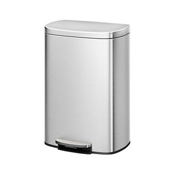 13.2 Gallon Stainless Steel Step Trash Can with Soft-Close Lid & Removable Inner Bucket, 50L Bin